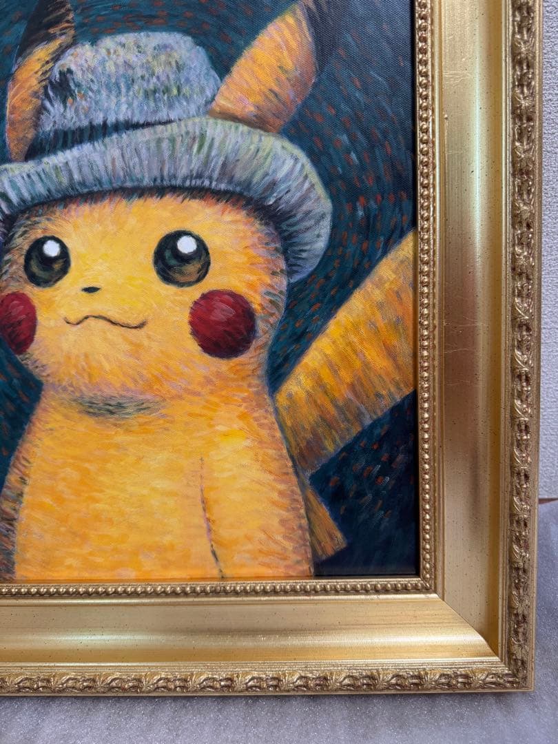 ゴッホ ピカチュウ キャンバスアート Sサイズ 35x45cm 金枠