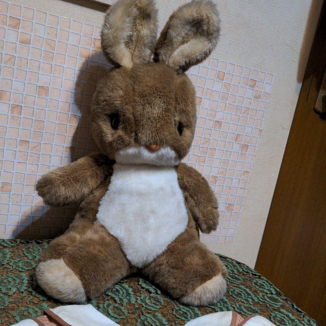 SUN ARROW サンアロー うさぎぬいぐるみ 昭和レトロ 当時物 タグ付茶系