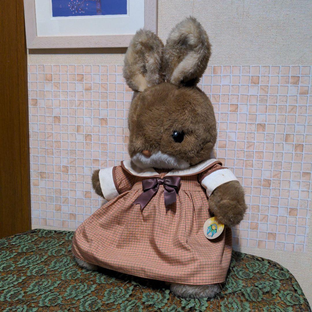 SUN ARROW サンアロー うさぎぬいぐるみ 昭和レトロ 当時物 タグ付茶系