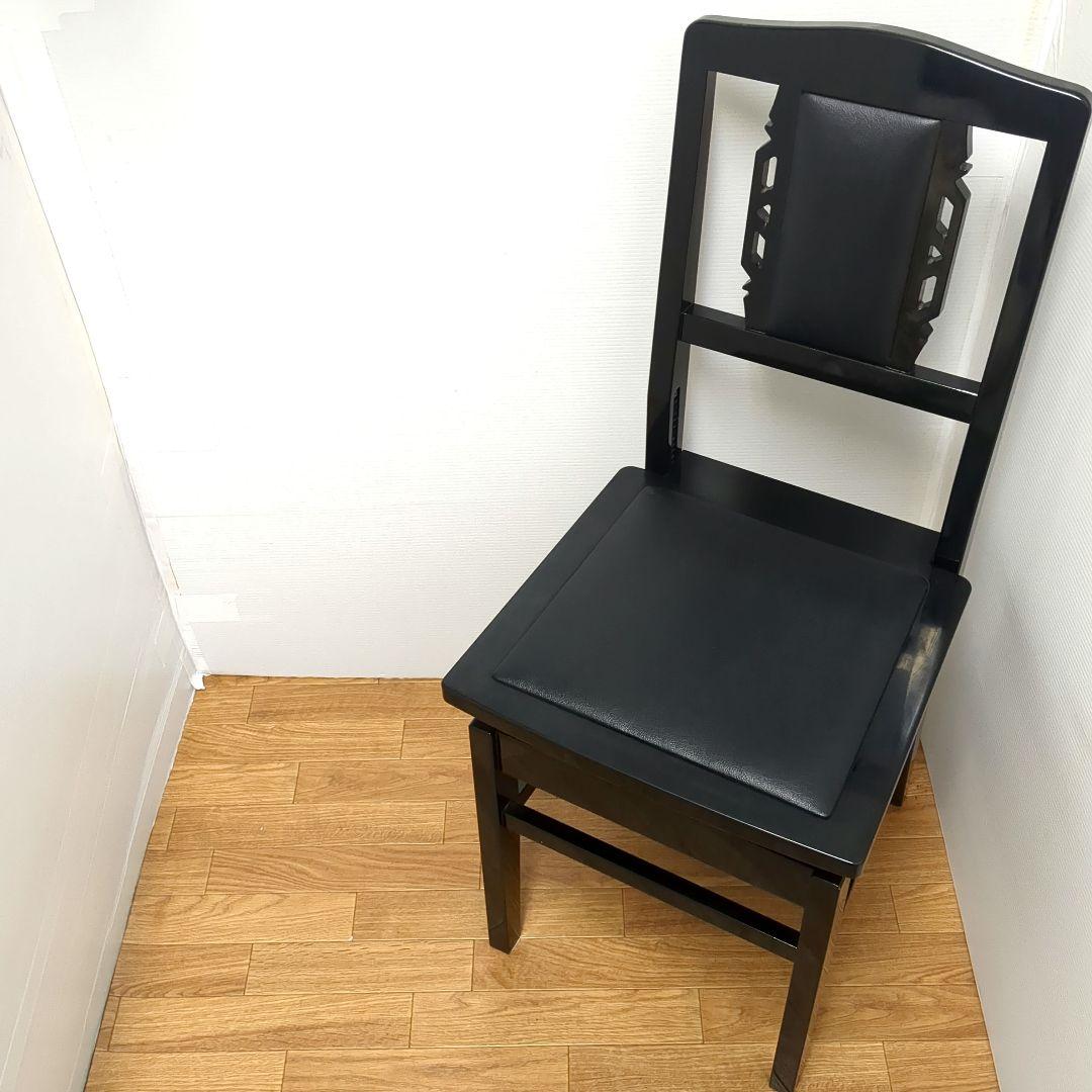 希少 名陽木工 PEACOCK ピーコック ピアノ椅子 背付 高さ調整可　木製