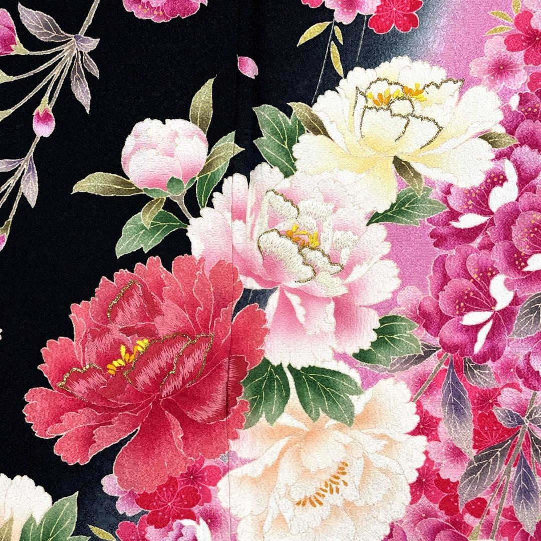 ◎mk-636　美品　振袖　刺繍　スモールサイズ　　1-13