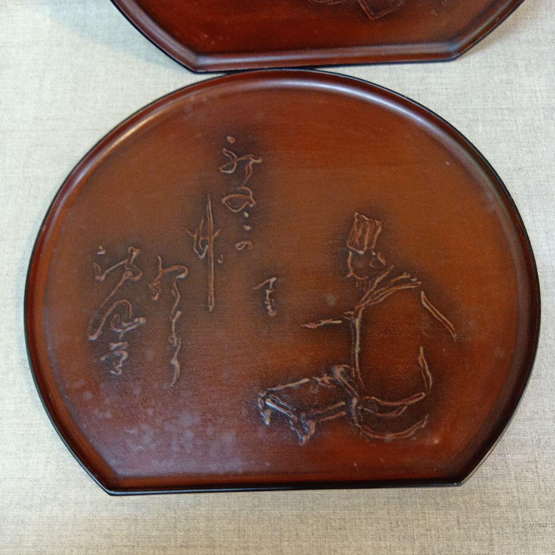 茶色漆器 楕円形 菓子器・喰籠　二つセット　アンティーク　激レア　即発送
