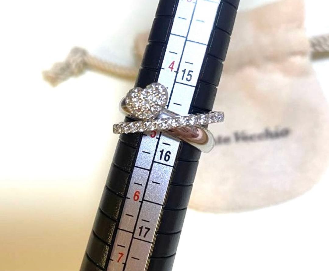 K18 WG ポンテヴェキオ ハートダイヤリング PonteVecchio 9号