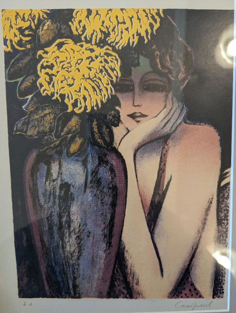 サイン入り　カシニョール　絵画　額