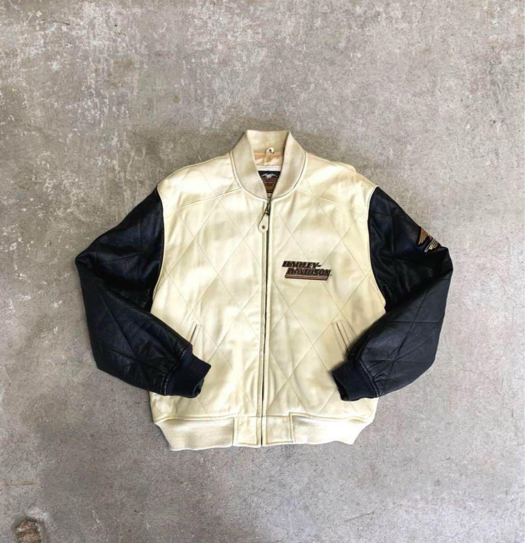 Harley-Davidson レザージャケット ホワイト/ブラック
