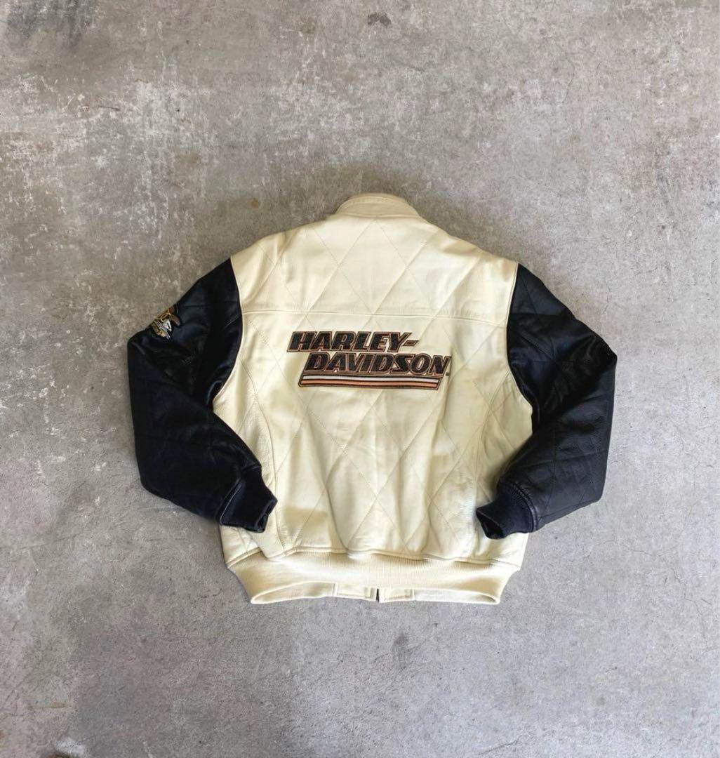 Harley-Davidson レザージャケット ホワイト/ブラック
