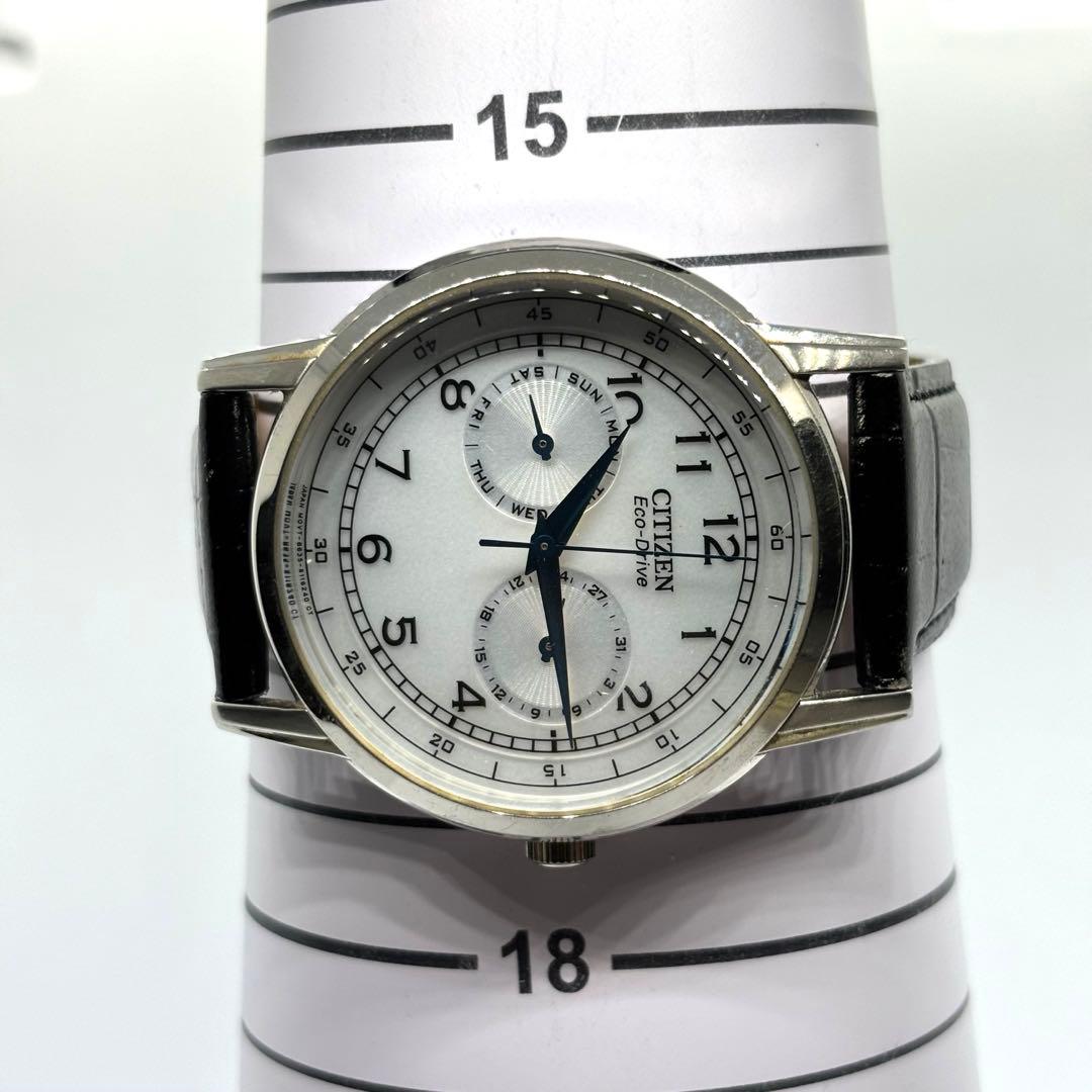 【稼動/美品】シチズン メンズ エコ・ドライブ ウォッチ 腕時計 レザー