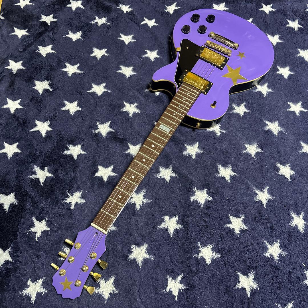 パープル エレキギター 星型デザイン