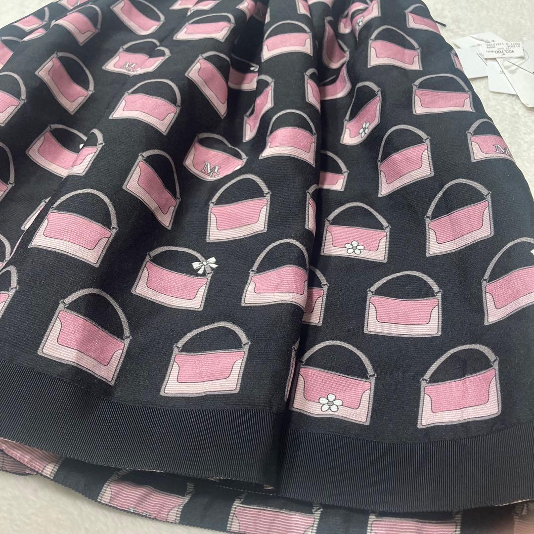 新品　エムズグレイシー　膝丈スカートL バッグ柄
