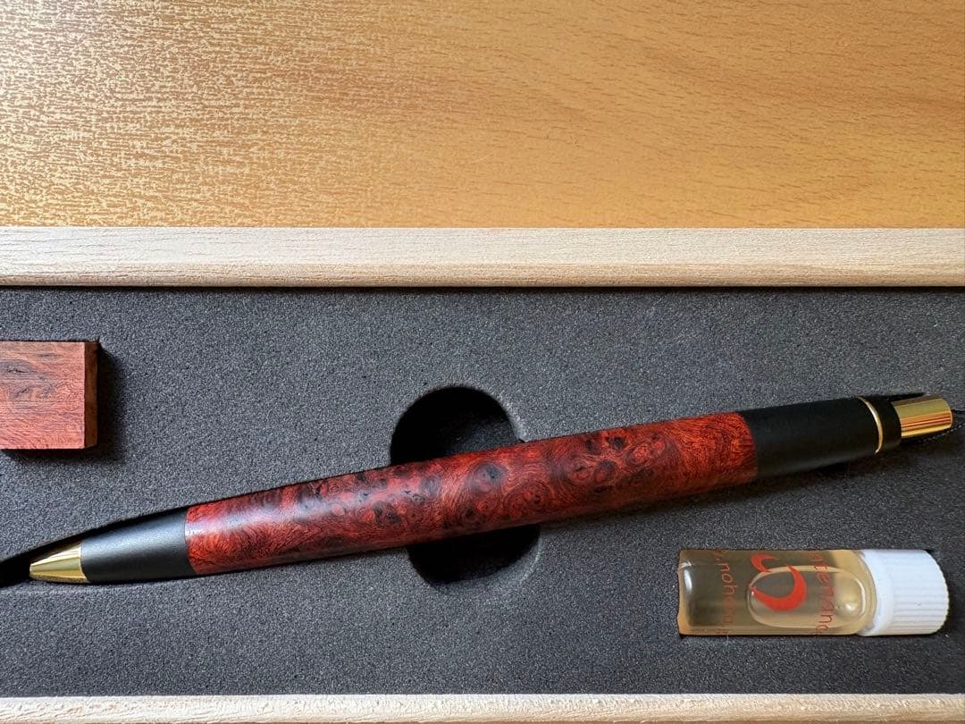 【極希少】野原工芸　特上花梨瘤　変わり杢　新型シャープペンシル（ゴールド金具）