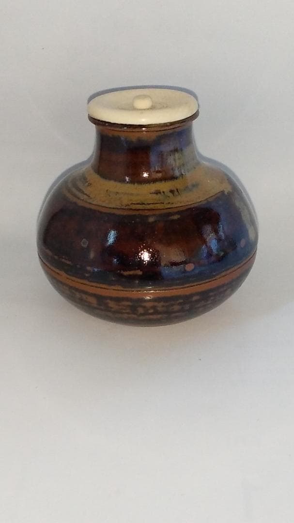 高取焼 登古窯 笹山登古 高取茶入 仕覆 三雲屋緞子 共箱 栞 茶入 美品