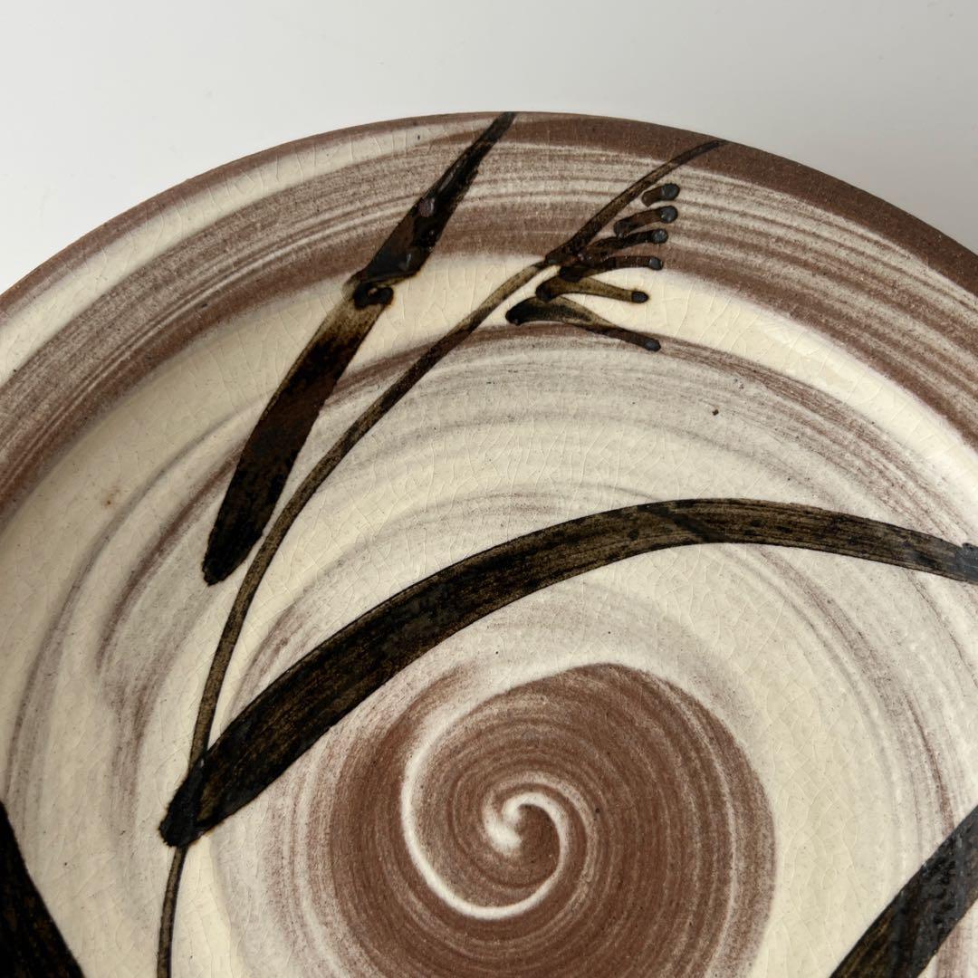 唐津焼　中里太郎右衛門窯　絵唐津額皿　「沢瀉、鷺」