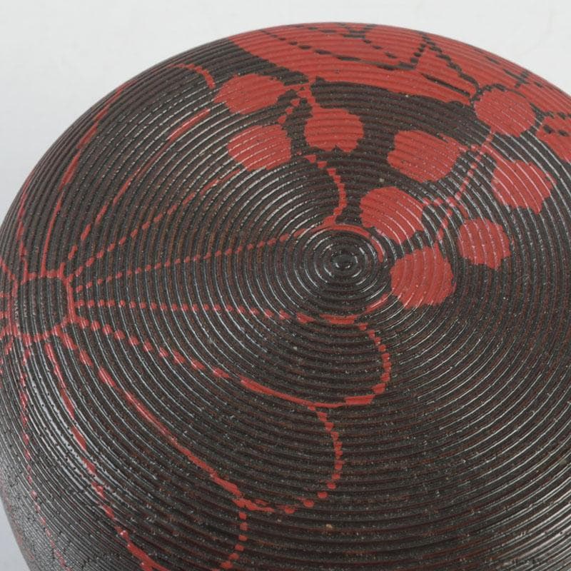 茶道具　京漆匠　平安象彦造　渦塗糸目　花蒔絵　平棗　共箱　V　9340