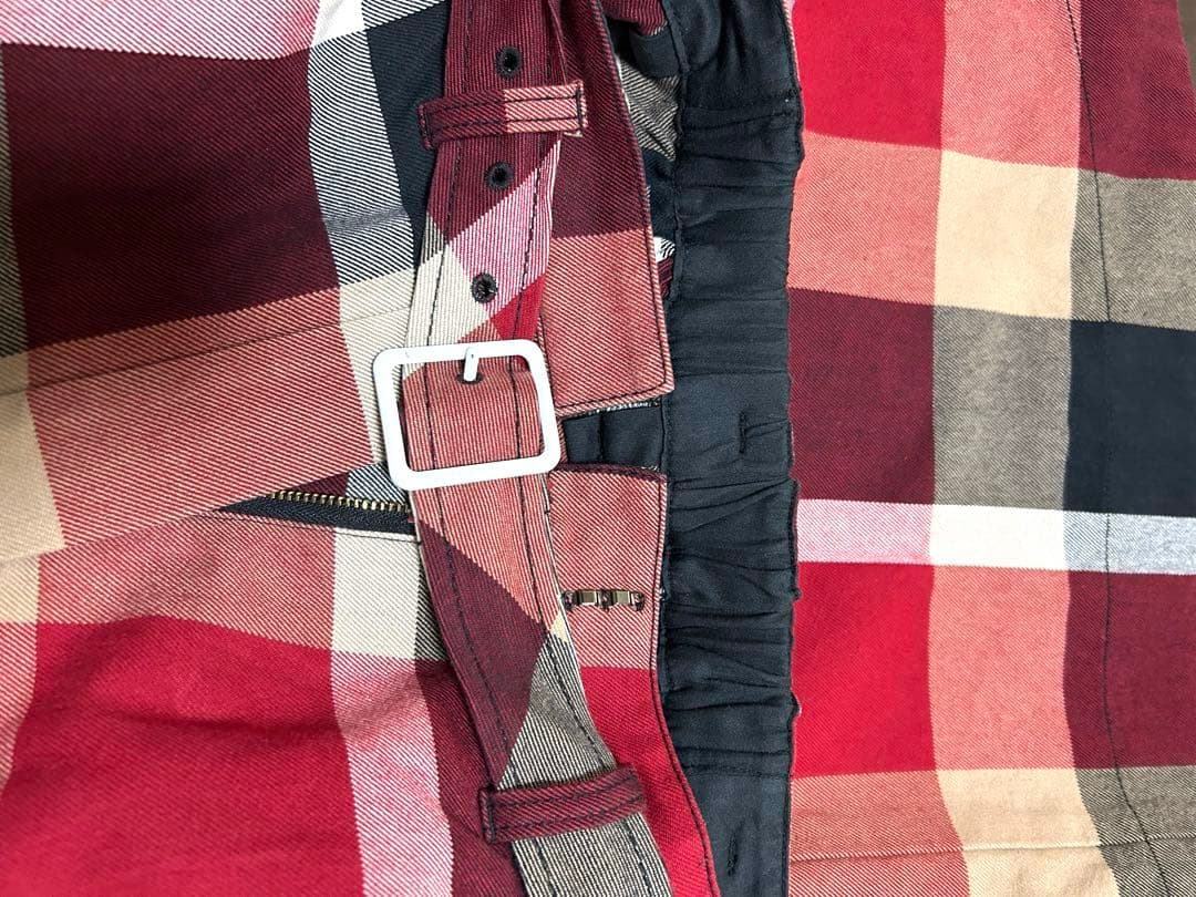 美品＊ブルーレーベルクレストブリッジ ロングスカート チェック ベルト M