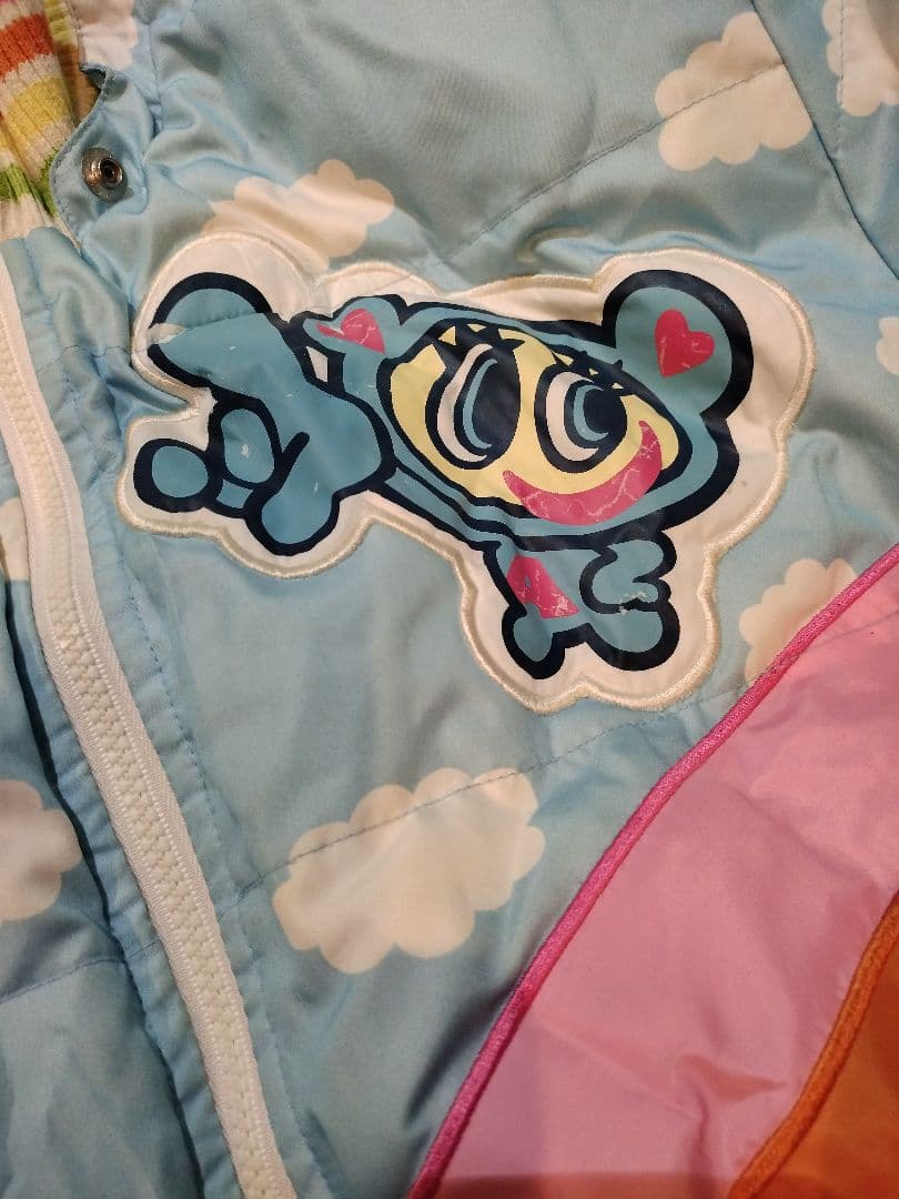 ナルミヤインターナショナルエンジェルブルーリバーシブルブルゾン１６０美品レトロ