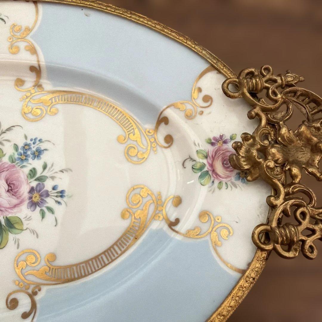 花柄装飾オーバルプレート　リモージュ