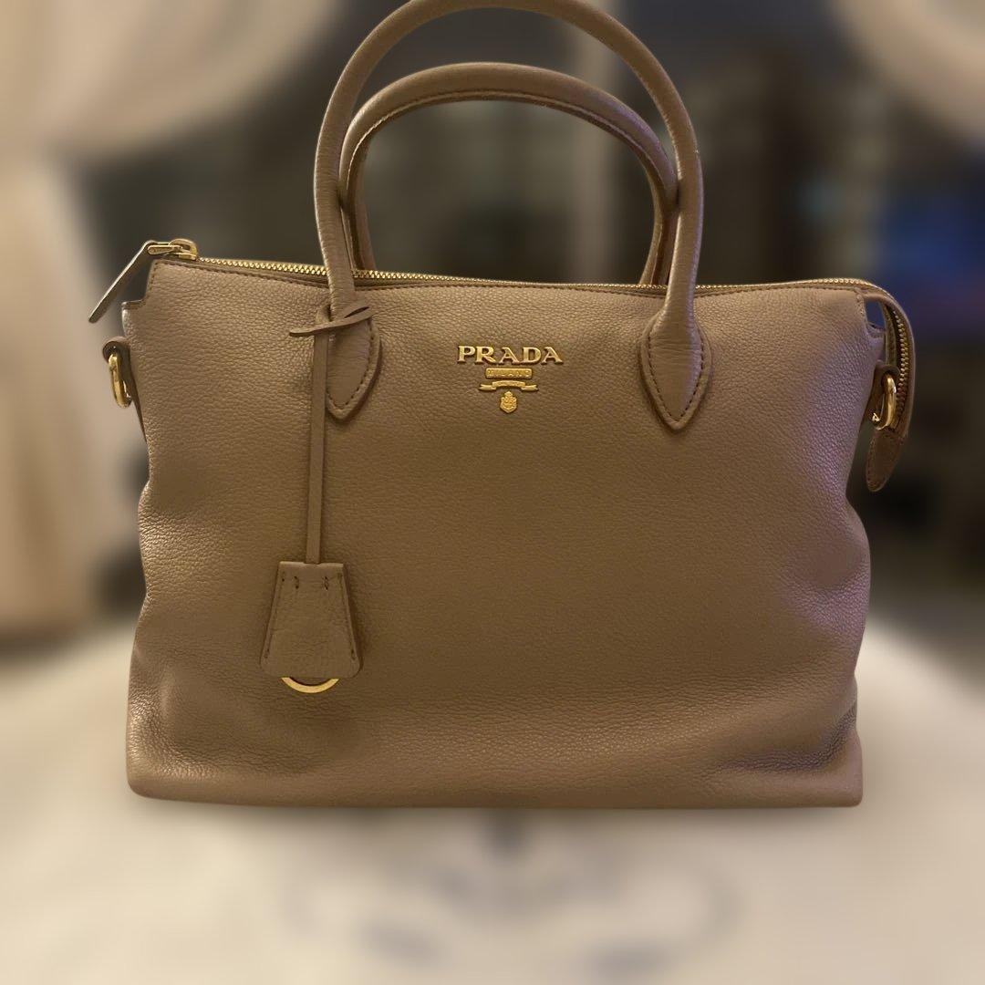 PRADA ベージュ　ショルダーバッグ　ハンドバッグ 2way 美品