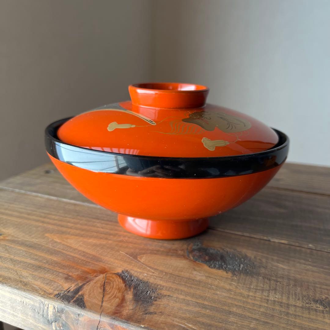 赤吸物椀　中客　10客　名前入り