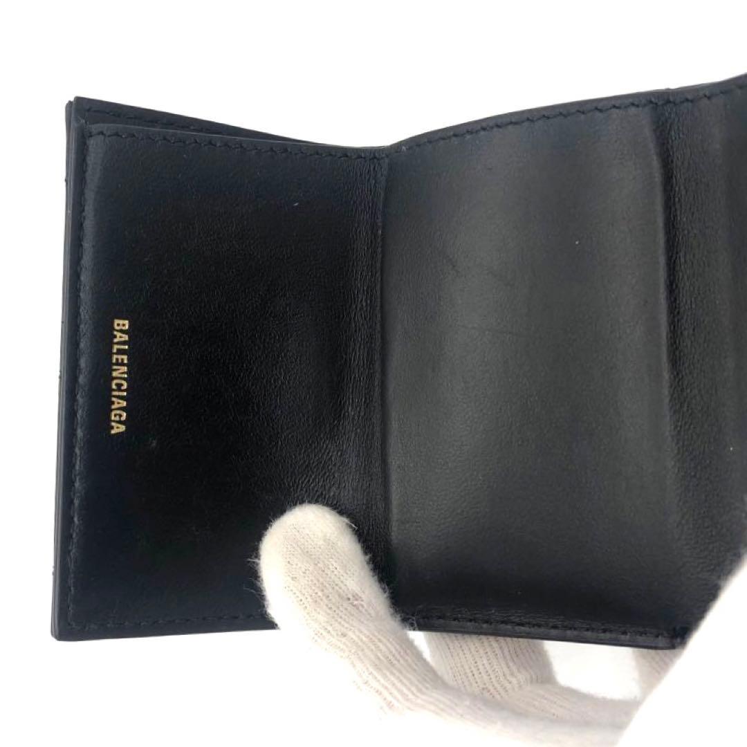未使用級✨バレンシアガ CRUSH レザー　三つ折り財布 ブラック