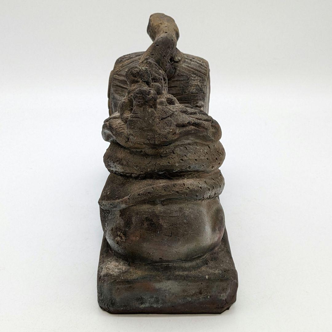 西川政美 備前焼 巳置物 ヘビ 蛇 打ち出の小槌 細工物 金運 財運 インテリア