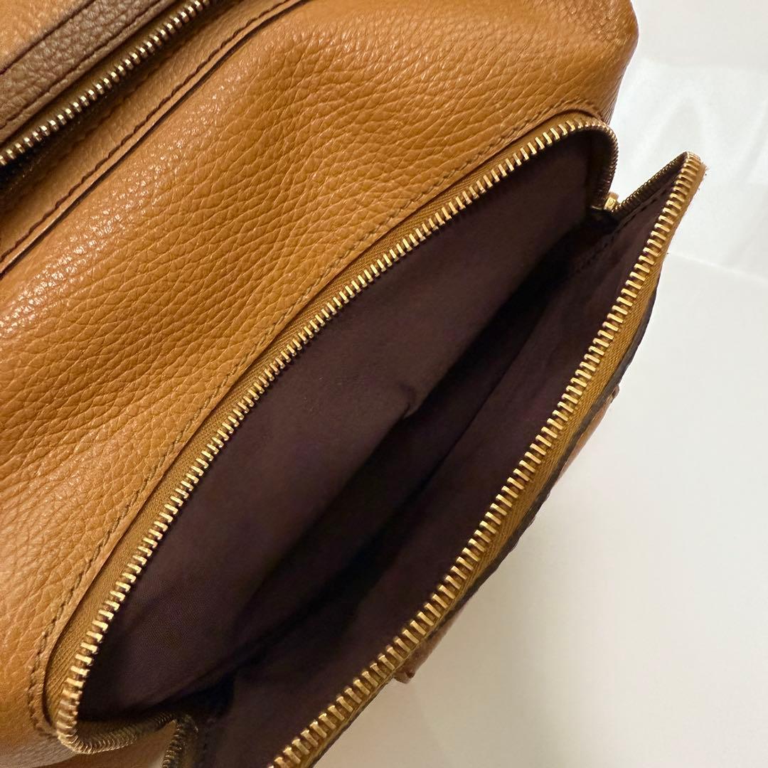 トッズ　ワンショルダー　ハンドバッグ　トート　シボ革　レザー　ブラウン系