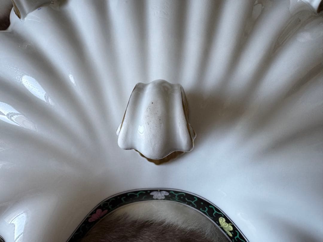 HERENDヘレンド　西安の黒　41cm 脚付き貝形大鉢シェルトレイ　マンダリン