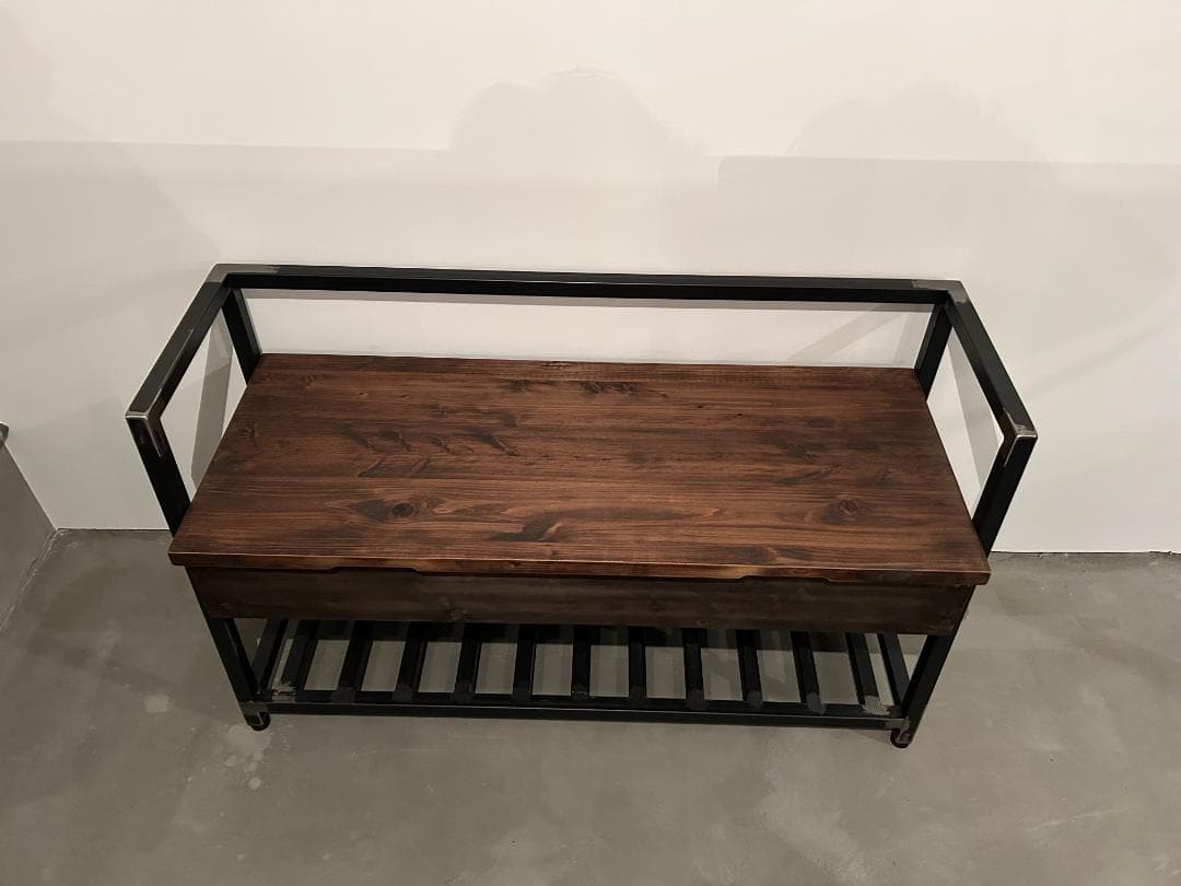 インダストリアルブランチ【シューズラックベンチ（展示品）】アイアン家具/手づくり