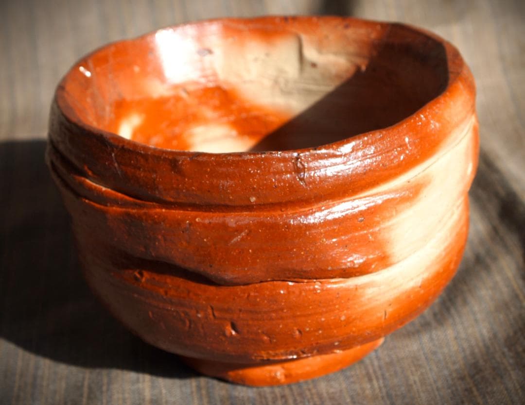 希少作★原田拾六★備前【緋襷】茶碗★共箱・布