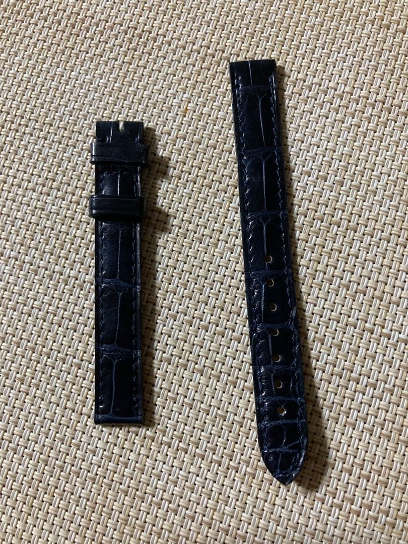 Cartier カルティエ レザーベルト 純正 12mm 美品 ネイビー 型押し