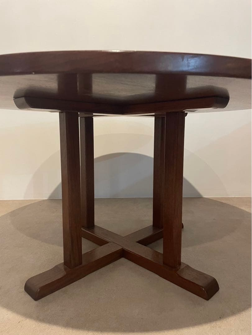 円形木製テーブル ちゃぶ台　ダークブラウン