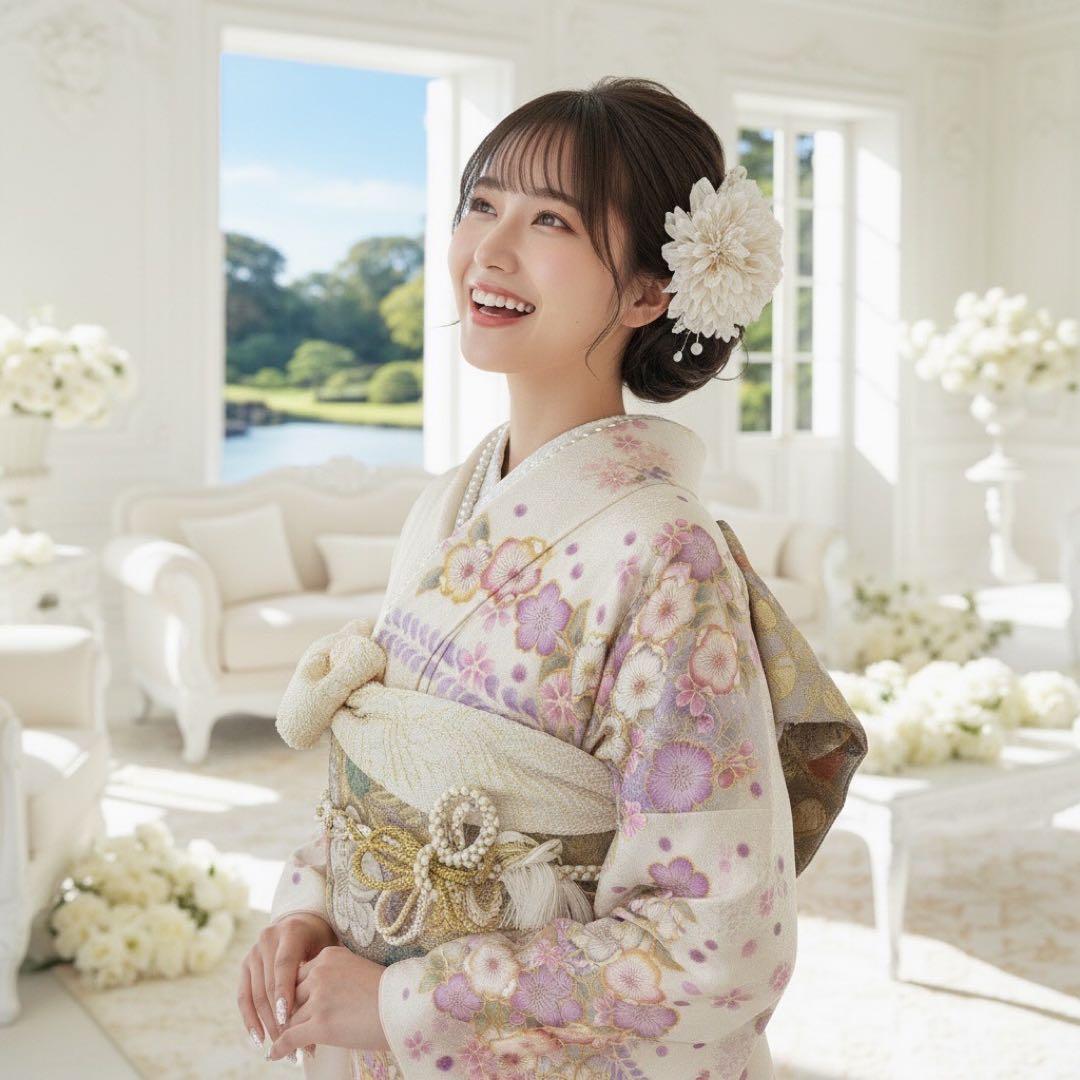 逸品 振袖7点フルセット 辻が花　辻ヶ花　金通し　花絞り　成人式 卒業式　正絹