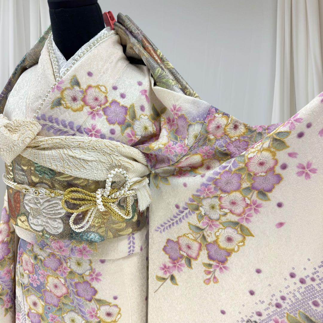 逸品 振袖7点フルセット 辻が花　辻ヶ花　金通し　花絞り　成人式 卒業式　正絹
