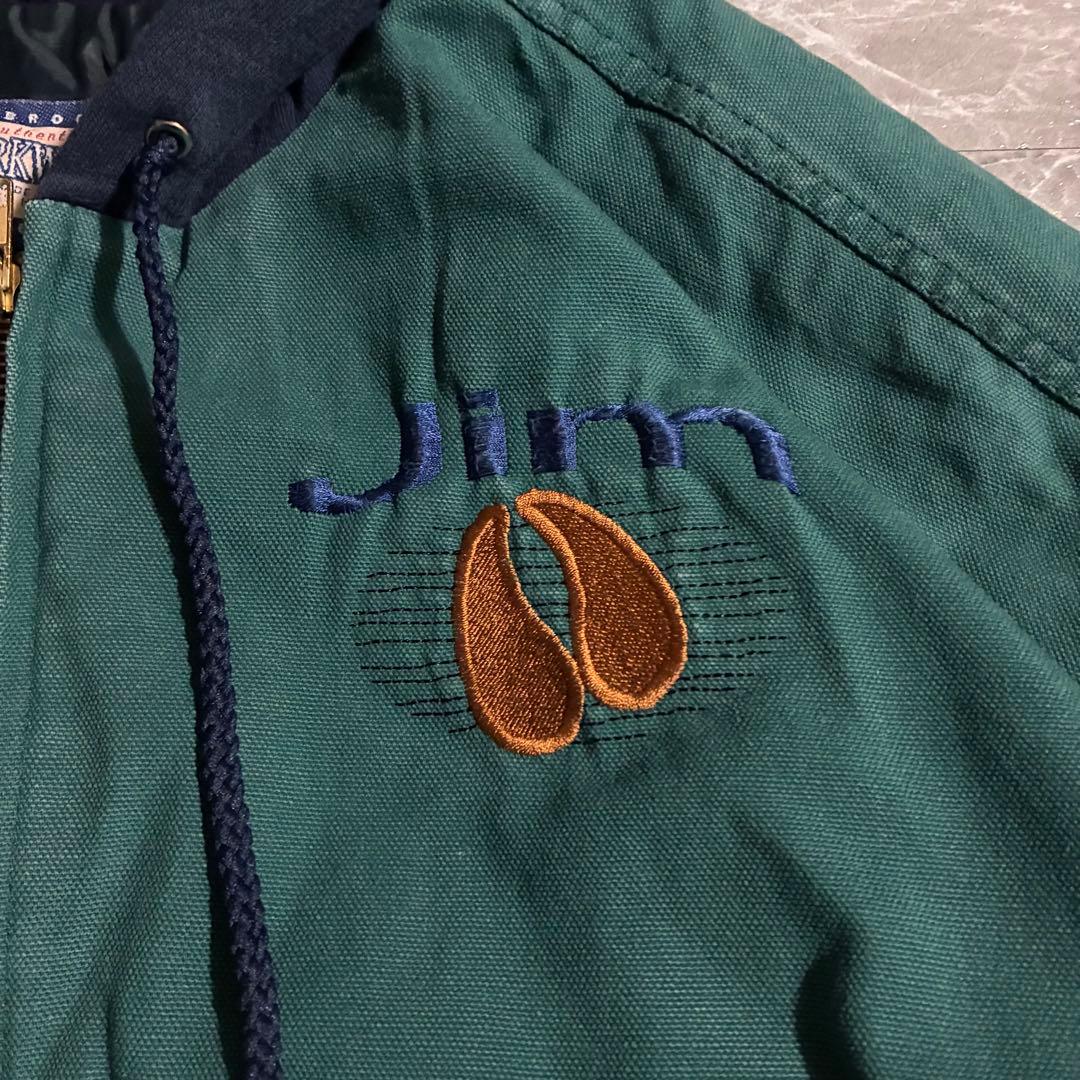 90s【USA製】DUNBROOKE フード付きダックジャケット企業刺繍 古着