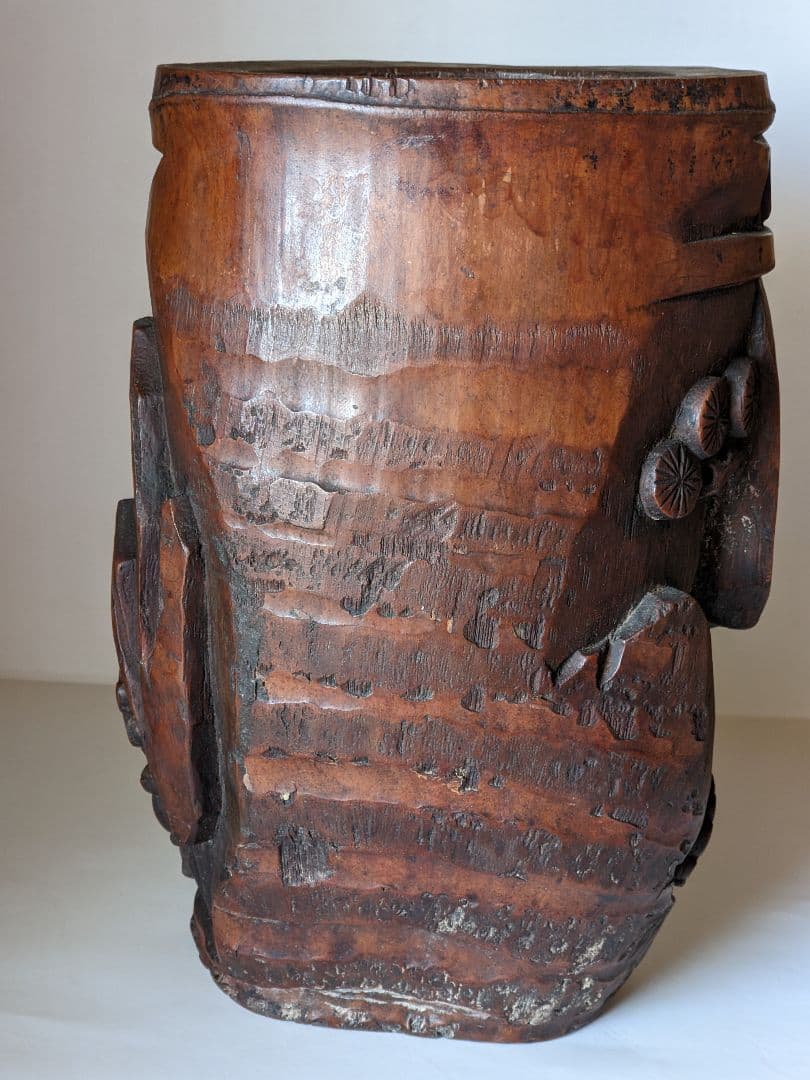 ♦古玩 古美術品 文房四宝 竹根 楼閣山水人物図 筆筒 中国清時代 骨董品書道具