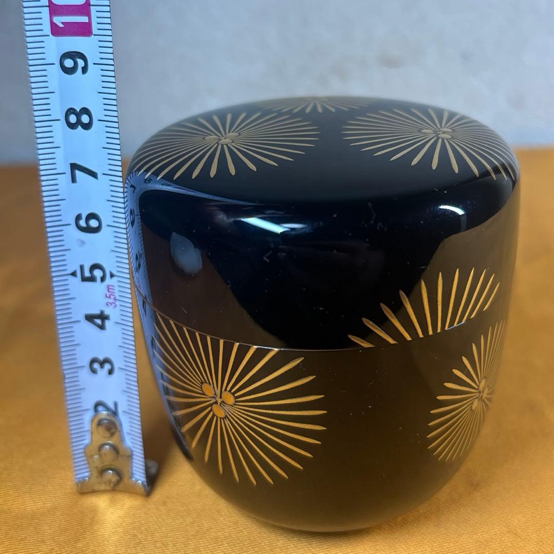 茶道具　輪島塗師　一后一兆作　唐松蒔絵棗　共箱　共布　美品