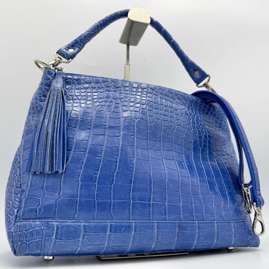 JRA認定 BAGFAN マットクロコダイル ハンドバッグ ショルダー 2WAY