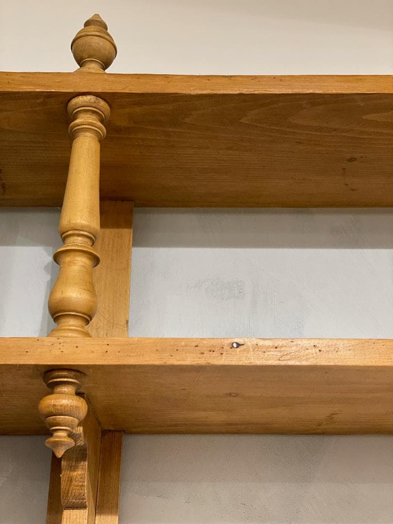 アンティーク パイン 壁掛 シェルフ ラック 棚 木製 フランス イギリス 希少