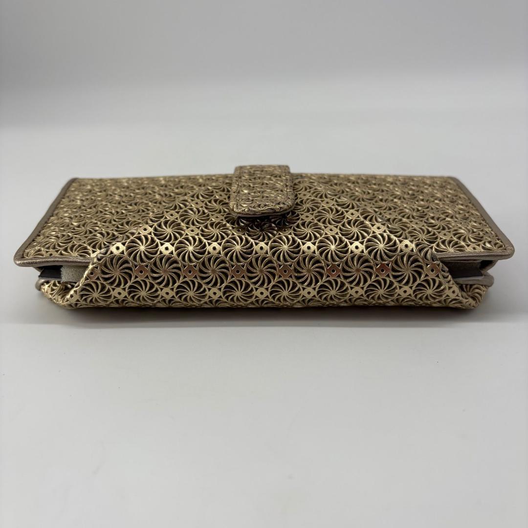 16456✨未使用✨ヒロコハヤシ 長財布 フラップ ジラソーレ ゴールド