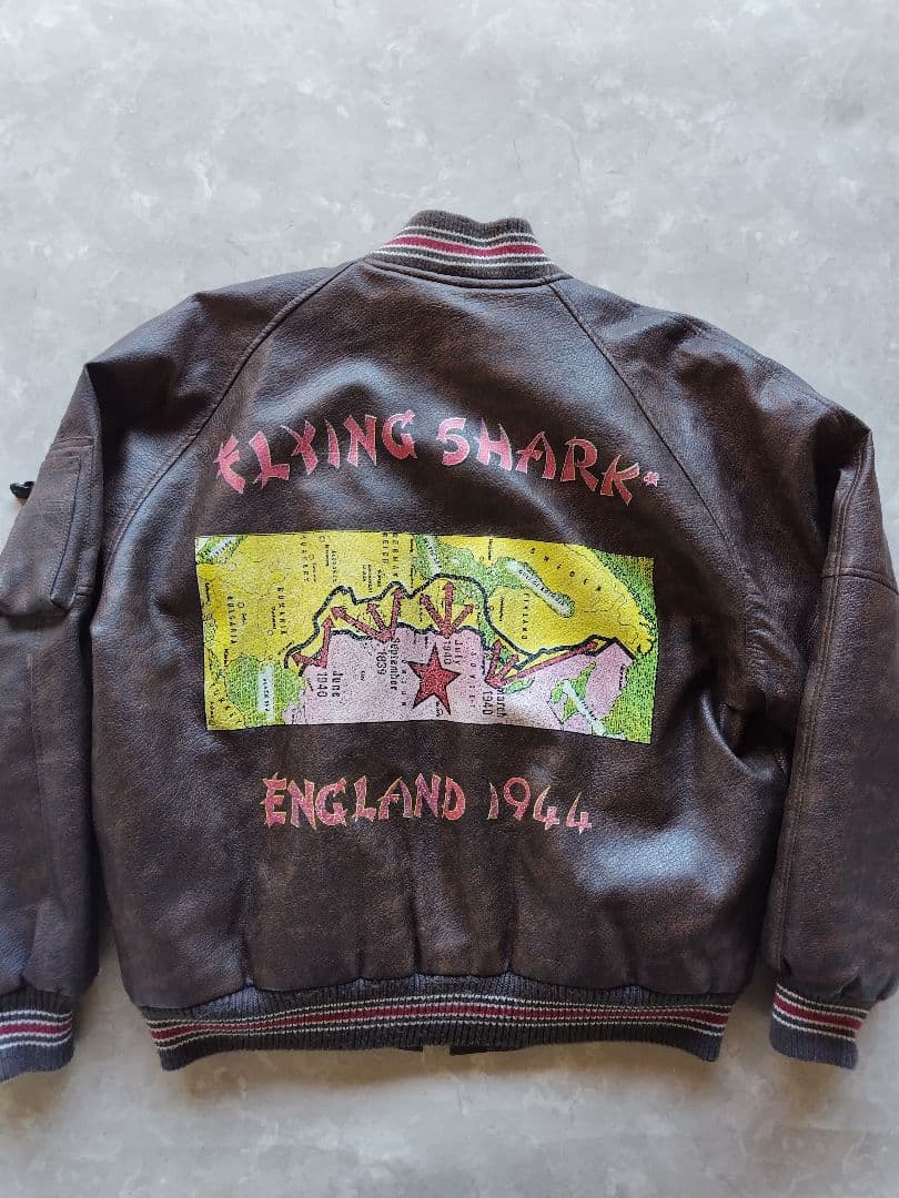 激レア 80s フライトジャケット レザージャケット フライングシャーク