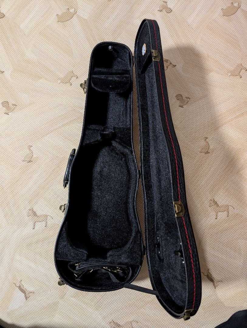 【新品】クロコダイル模様押し革製、木製バイオリンケース