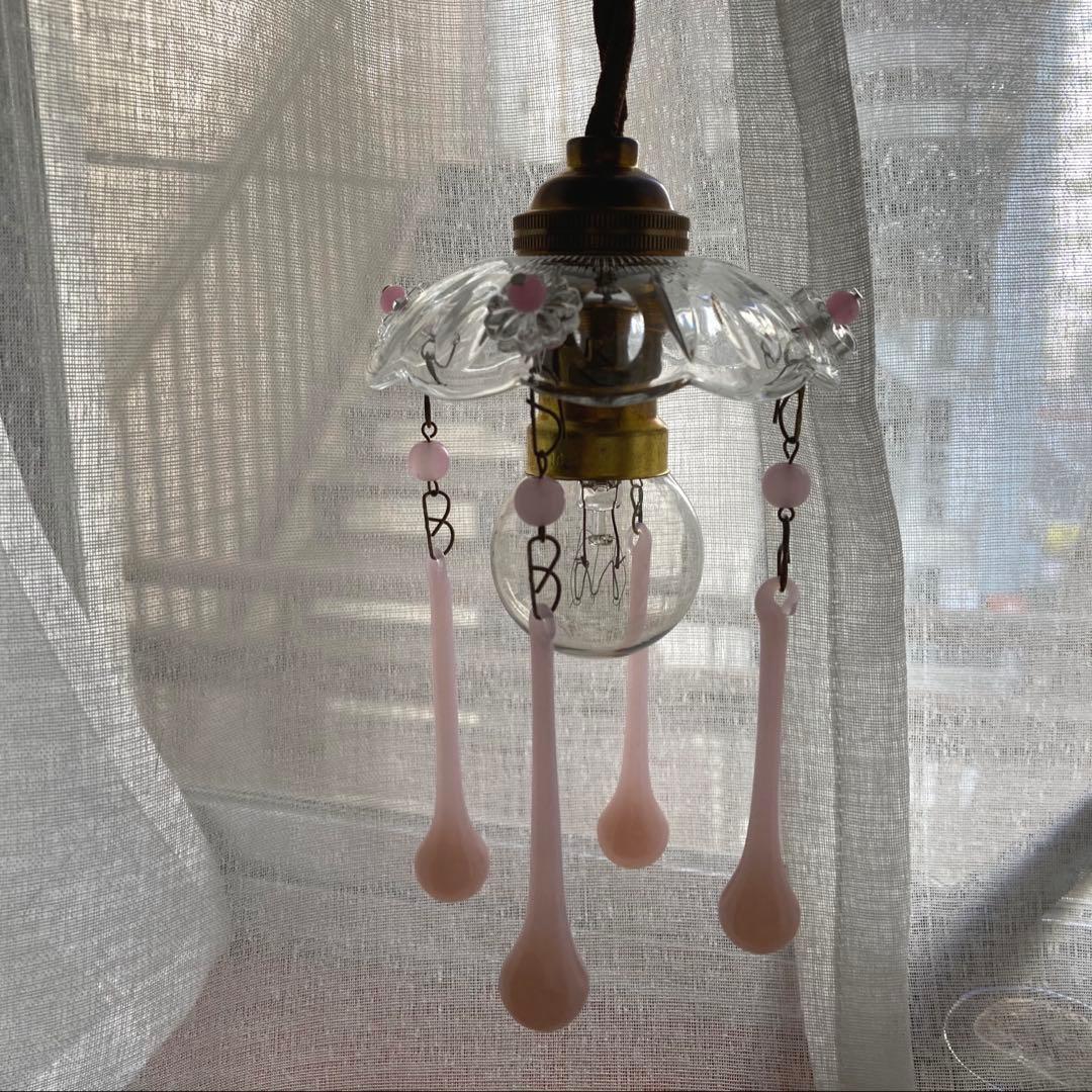 ミニシャンデリア　1920年　（オパールセント）フランス　アンティーク　シェード