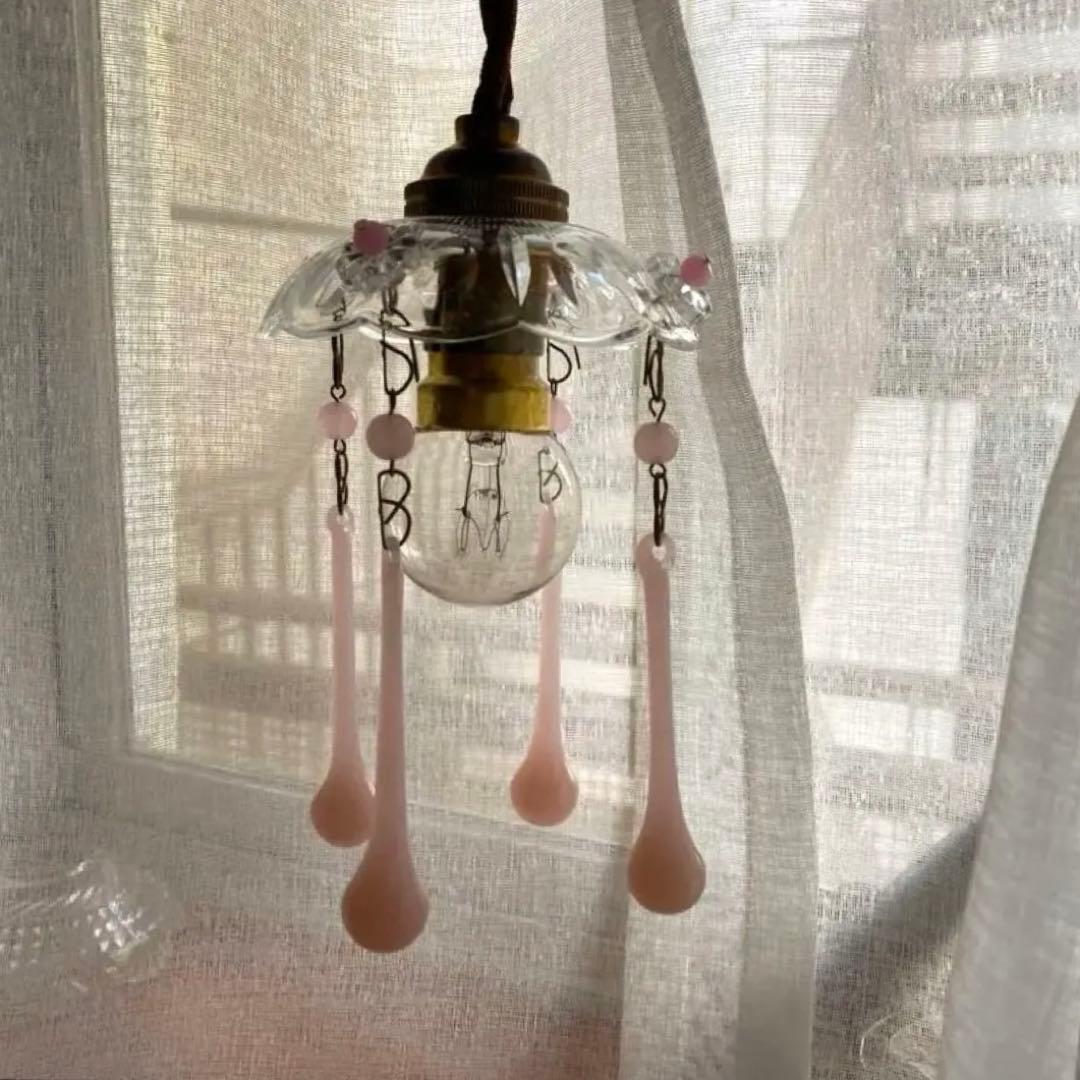 ミニシャンデリア　1920年　（オパールセント）フランス　アンティーク　シェード