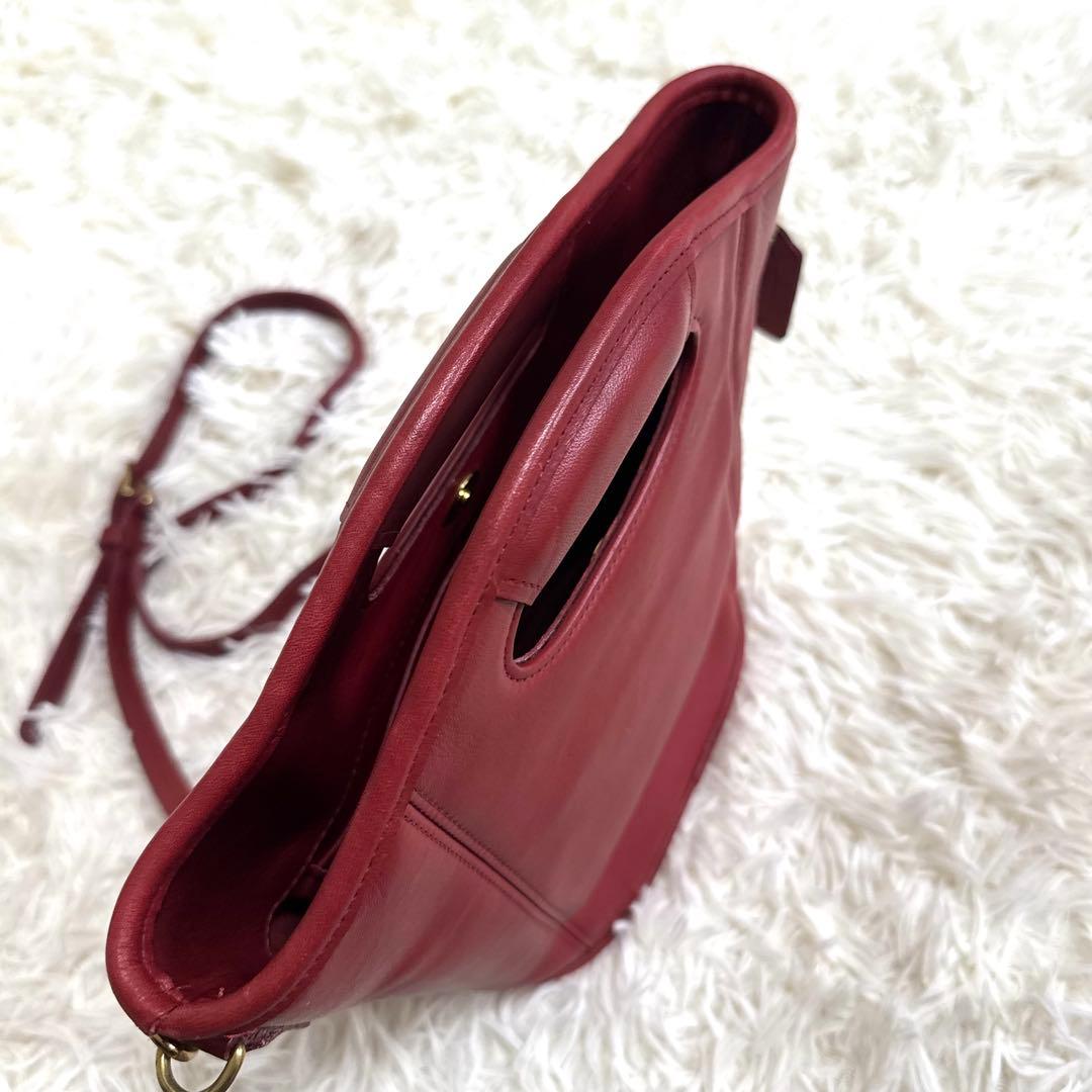 【美品】オールドコーチ 9993 2way ショルダーバッグ ハンド レザー 赤