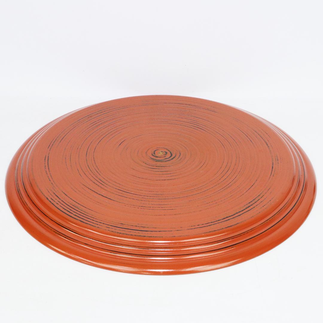 平安象彦 根来塗 特大丸盆 径45㎝ 共布 栞