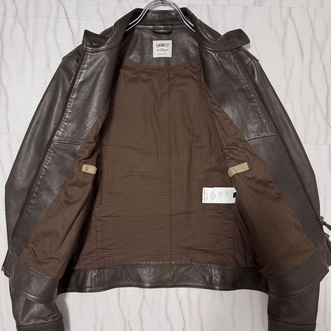 美品✨Lサイズ エンメティ JURI ラムレザー シングルライダース ジャケット