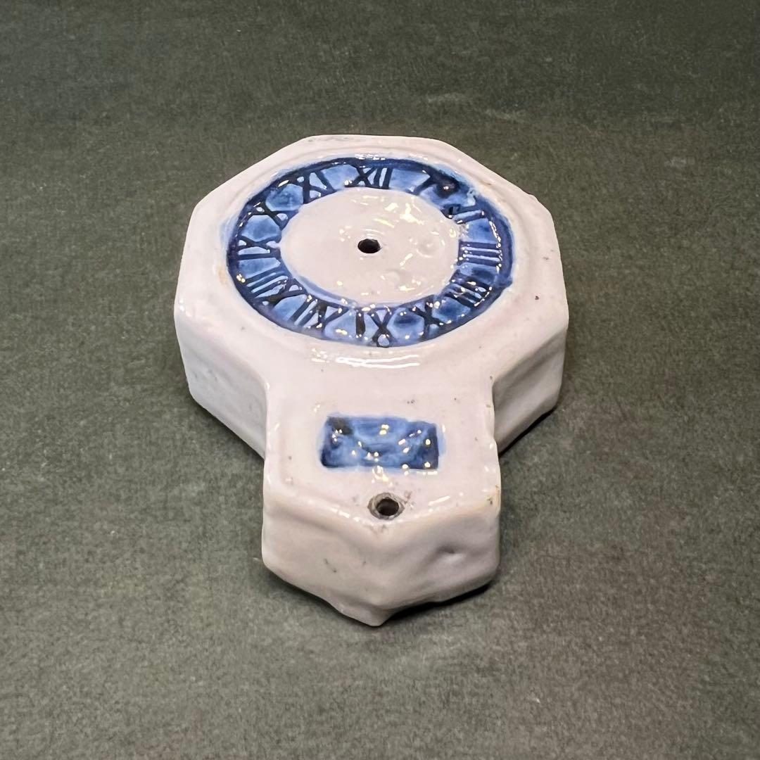 明治-大正期 八角形 時計文 水滴◎染付 書道具 古道具 時代物骨董◎古道具庵々