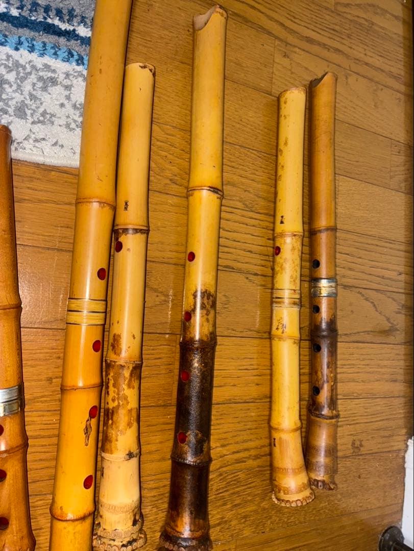 尺八七本セット 花柄カバー付き　ケース付き