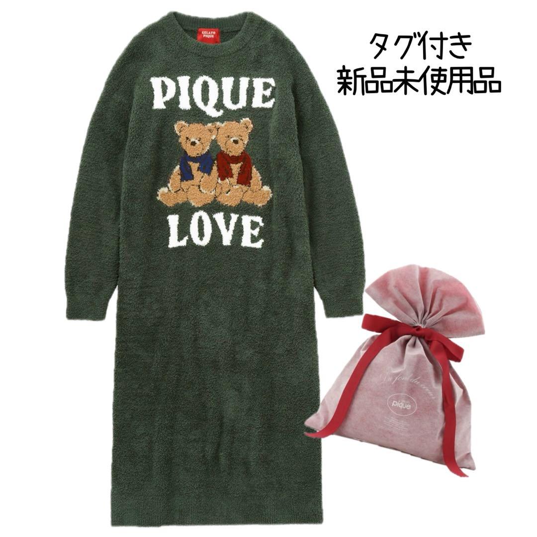 ジェラートピケ　HOLIDAY ベアジャガードワンピース＆巾着　くま　ドレス