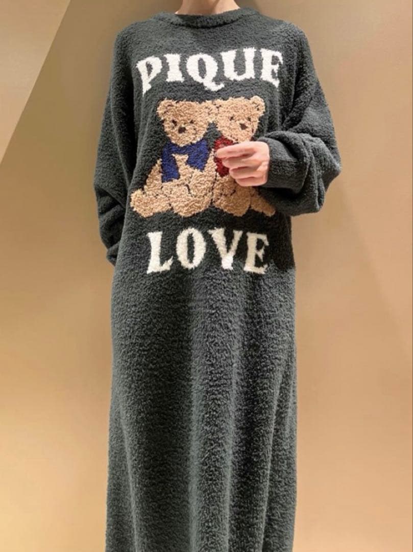 ジェラートピケ　HOLIDAY ベアジャガードワンピース＆巾着　くま　ドレス