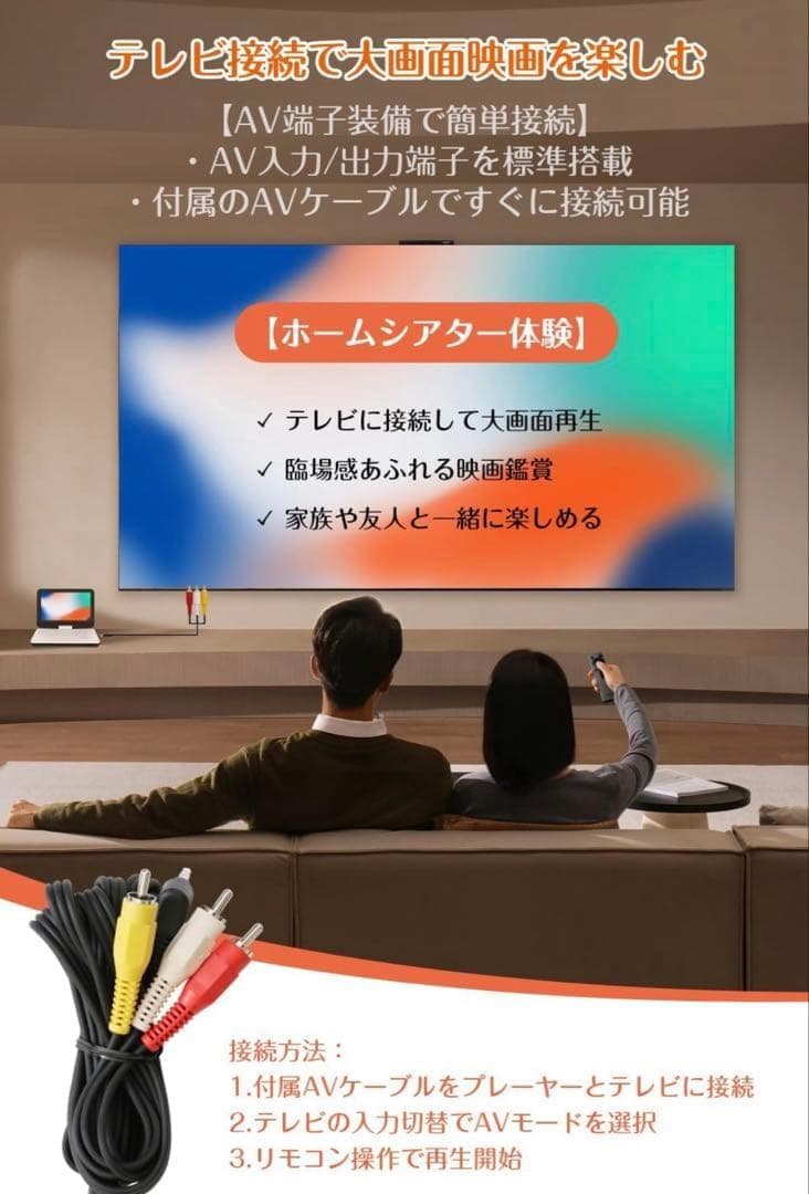 ポータブルDVDプレーヤー 12.5型/10.5インチType-C急速充電